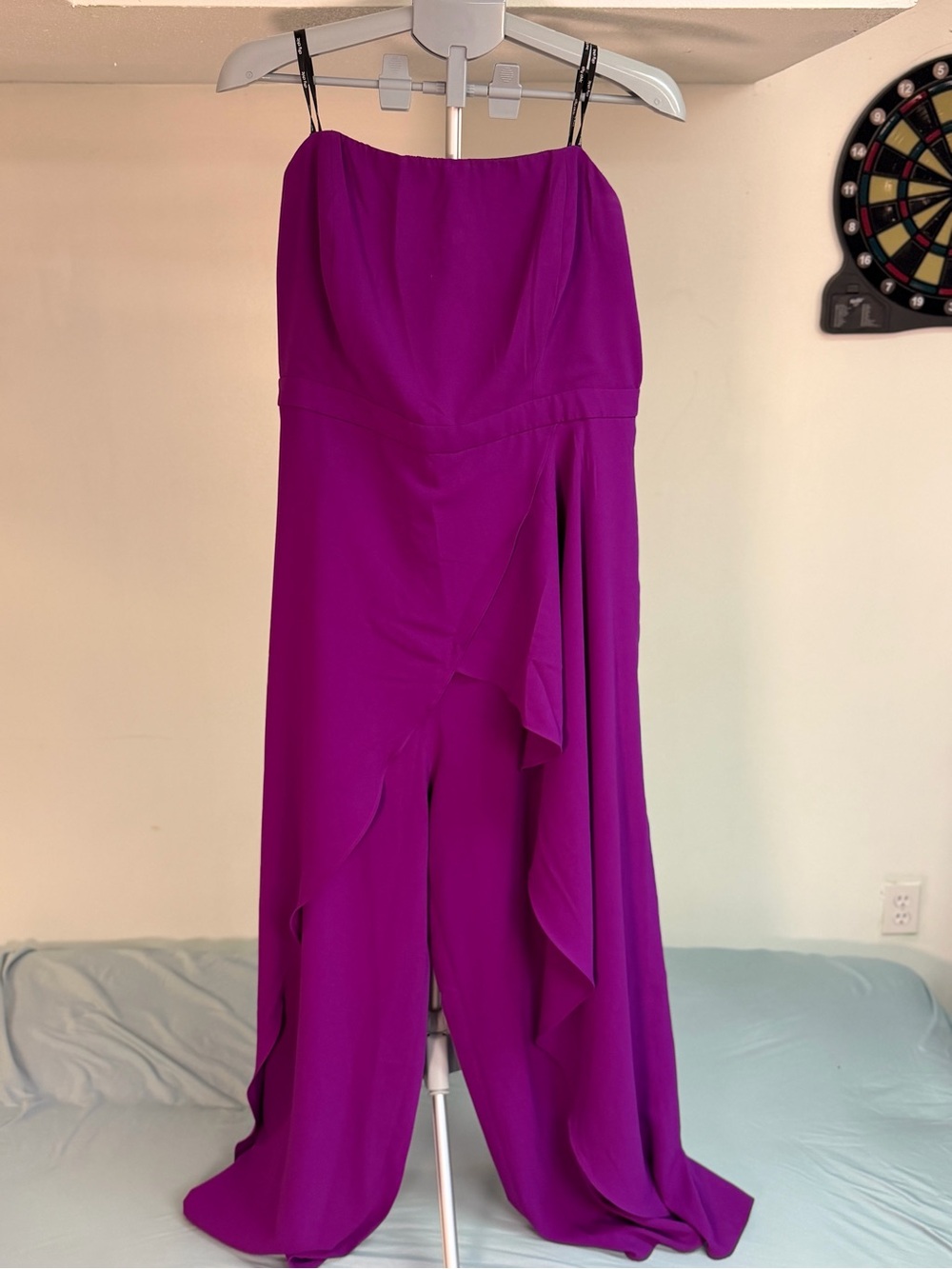 City Chic Magenta High-Low Layered Jumpsuit w/ leg splits